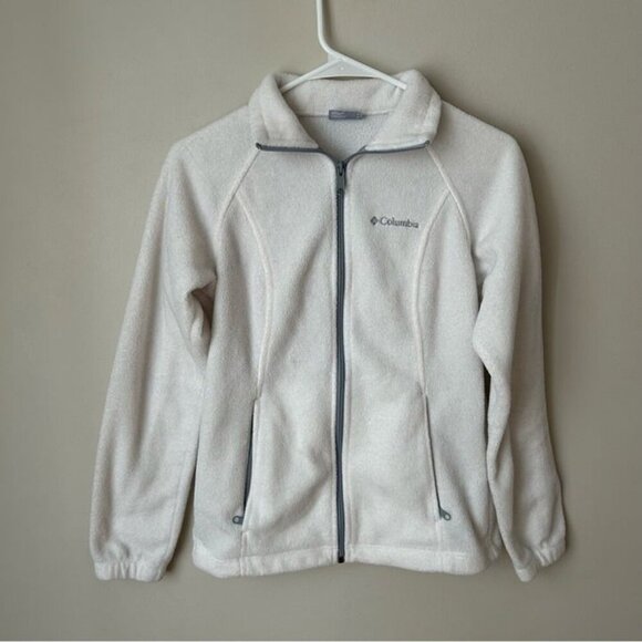 Columbia Women's Benton Springs Classic White Fleece Full Zip Up Jacket Small - Picture 2 of 6